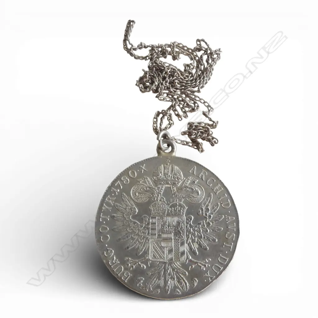 AUSTRIAN MARIA THERESIA SILVER 1780 THALER COIN PENDANT 28gms Image 1++