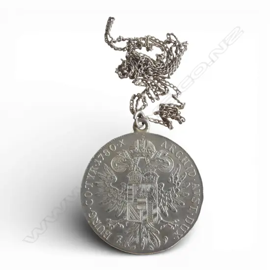 AUSTRIAN MARIA THERESIA SILVER 1780 THALER COIN PENDANT 28gms