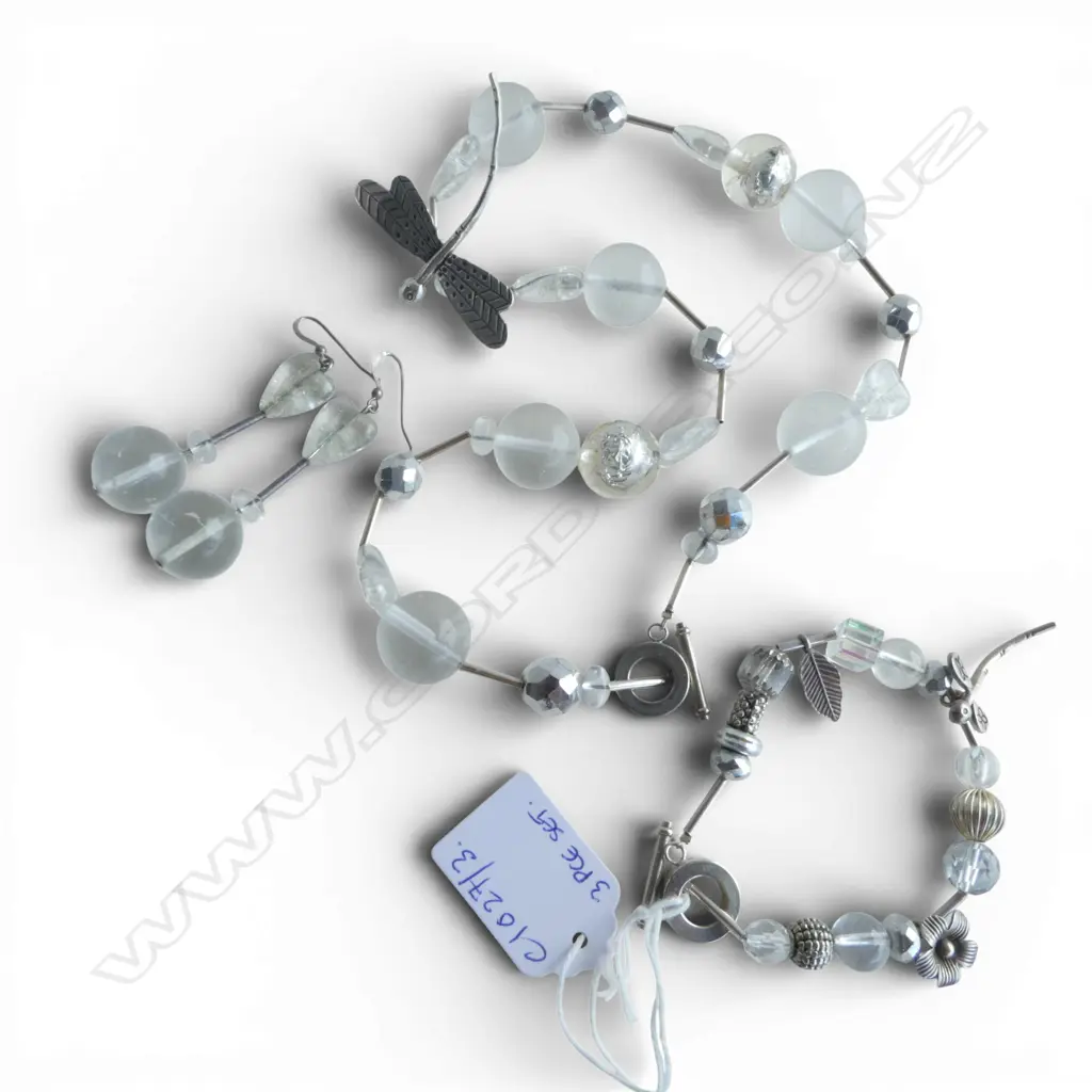 BEADED NECKLACE, BRACELET & EARRINGS SET Image 1++