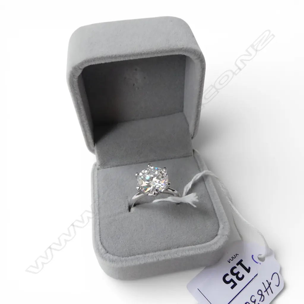 5ct MOISSANITE & SILVER RING, GRA CERT, SIZE P Image 1++