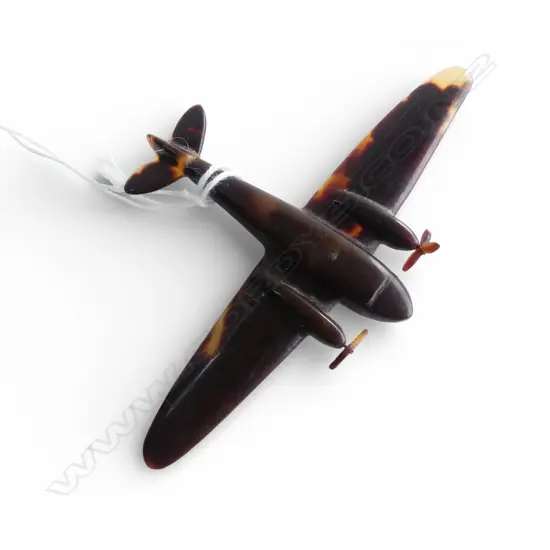 VINTAGE TORTOISESHELL AEROPLANE BROOCH 95x60mm; ONE PROPELLOR AF