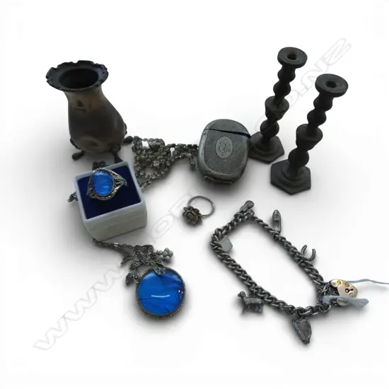 8 ASST. PCES INCL. STG SILVER CONDIMENT & CHARM BRACELET 63gms