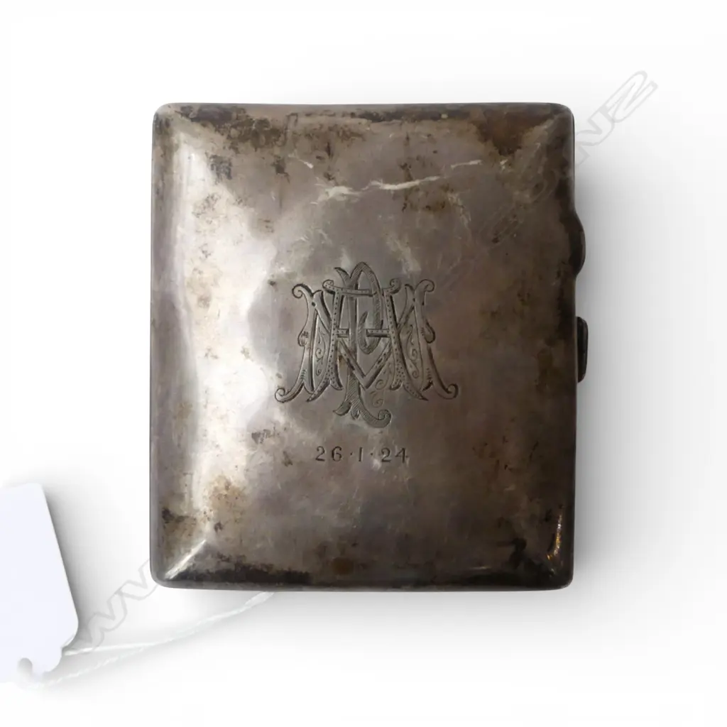 STG SILVER CIG. CASE, BIRMINGHAM 1944, 75.72gms FAULTS Image 1++
