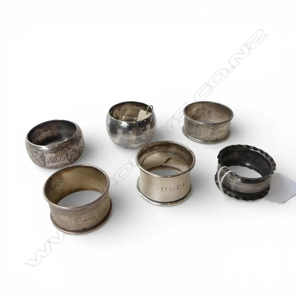 6 STG SILVER NAPKIN RINGS 99gms Image 1++