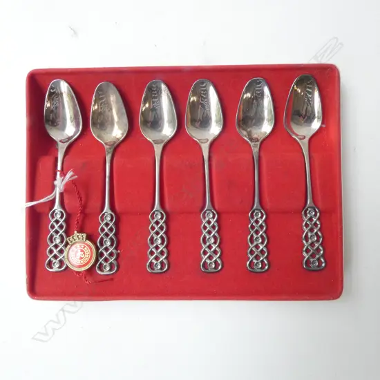 6 830 SILVER DAVID ANDERSEN RINGEBU PAT. TEA SPOONS, 61gms