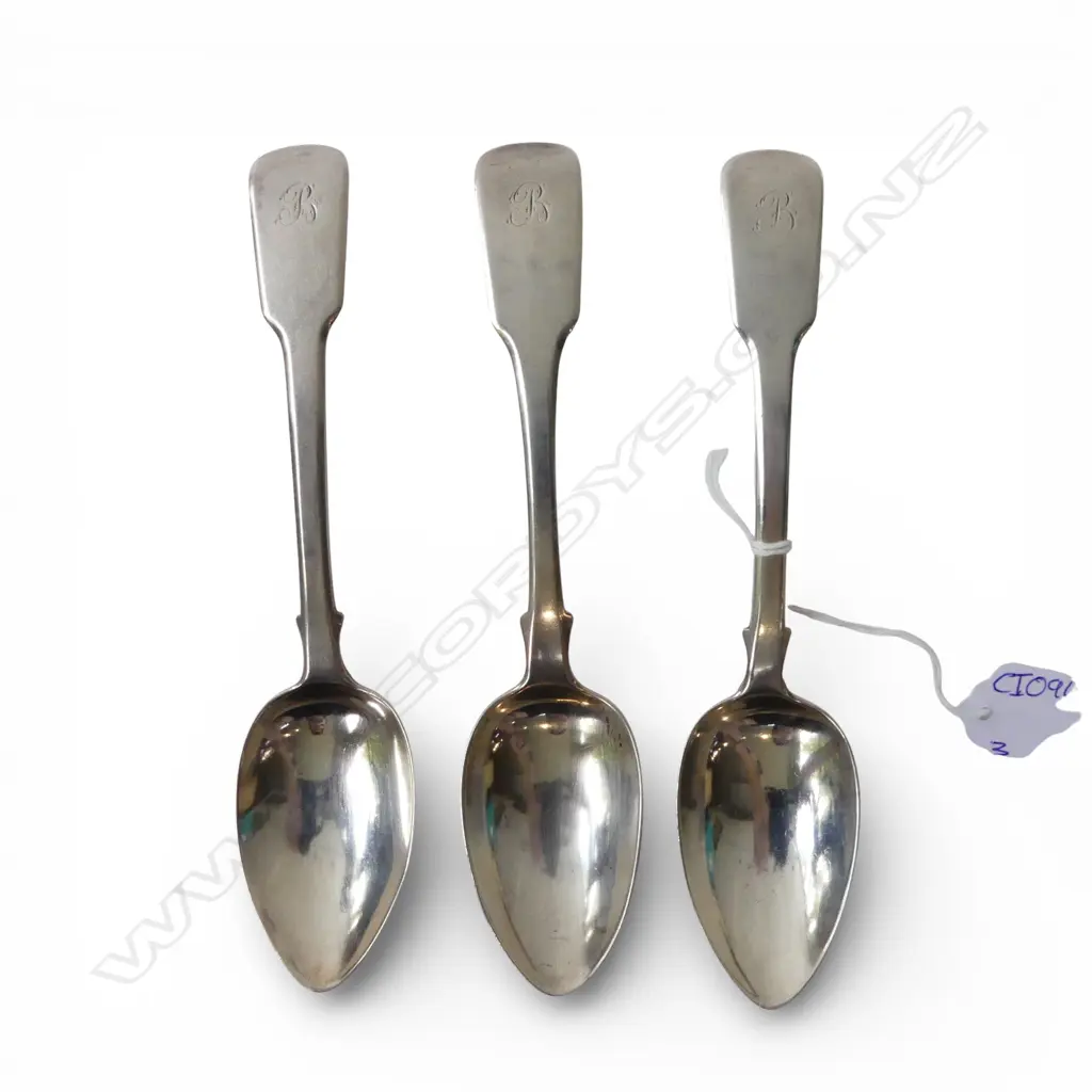 3 GEORGIAN STG SILVER SPOONS, LONDON 1816, 147gms Image 1++