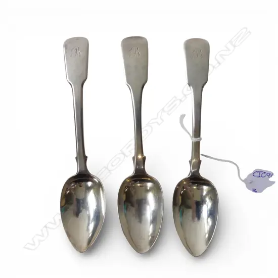 3 GEORGIAN STG SILVER SPOONS, LONDON 1816, 147gms