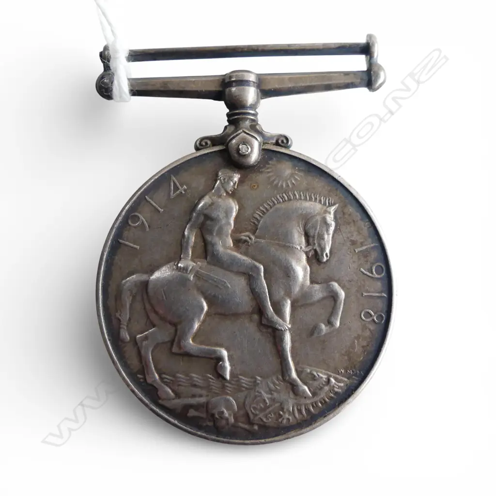 WWI SILVER VICTORY MEDAL TO 33608 PTE D.W. RICE N.Z.E.F. 32.92gms Image 1++