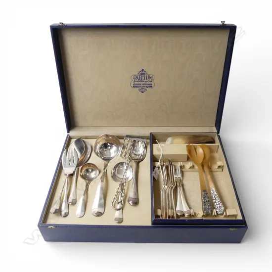 DUTCH SILVER PLATE PART SERVING SET, BOXED