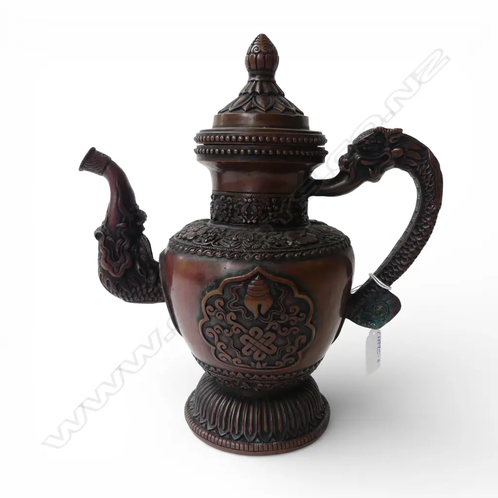 ORIENTAL HEAVY BRONZE TEAPOT H.280mm Image 1++