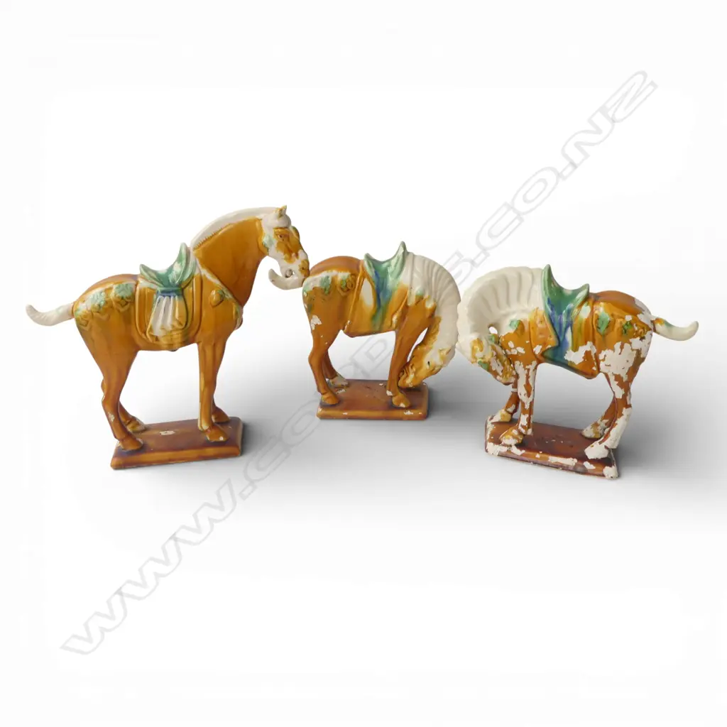 3 TANG STYLE HORSES sancai glaze ALL FAULTS Image 1++