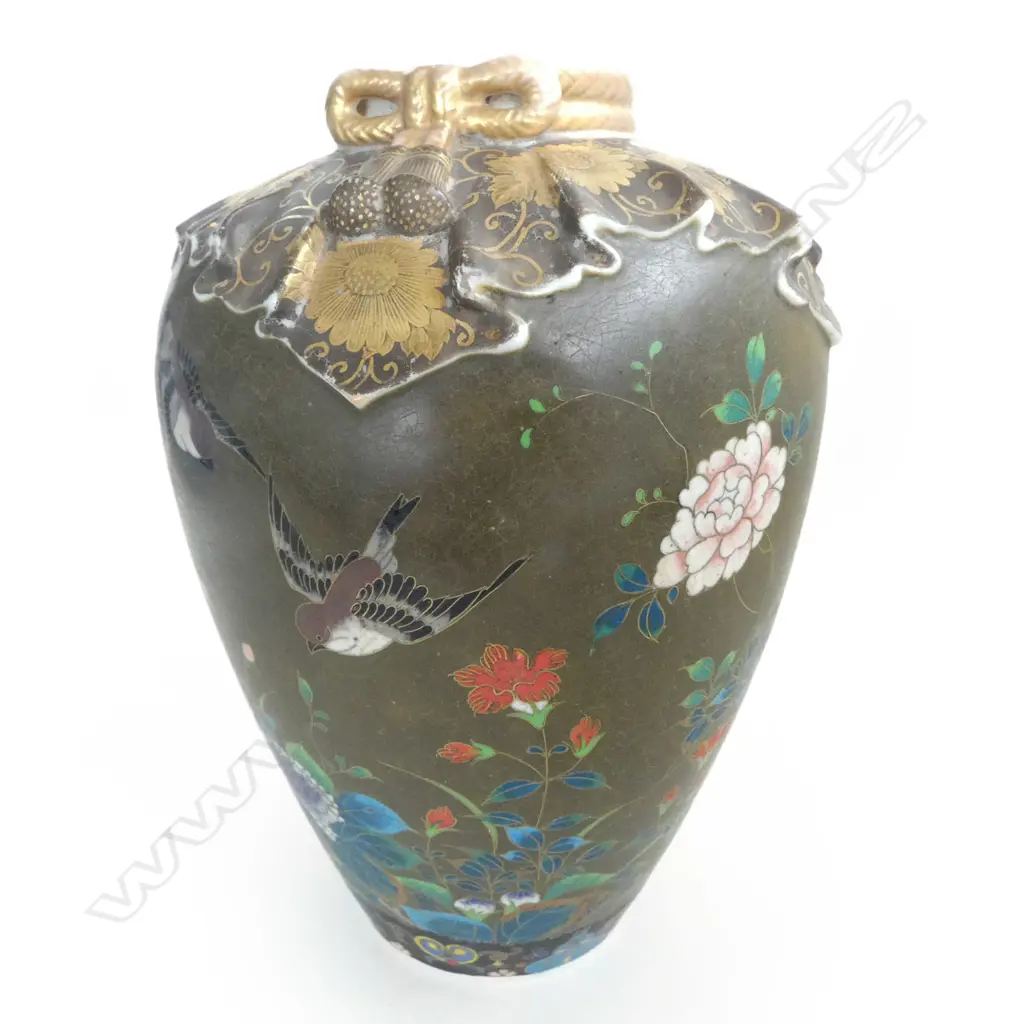 MEIJI PERIOD SATSUMA CLOISONNE VASE H.250mm Image 1++