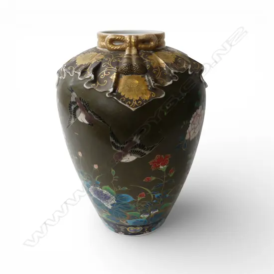 MEIJI PERIOD SATSUMA CLOISONNE VASE H.250mm