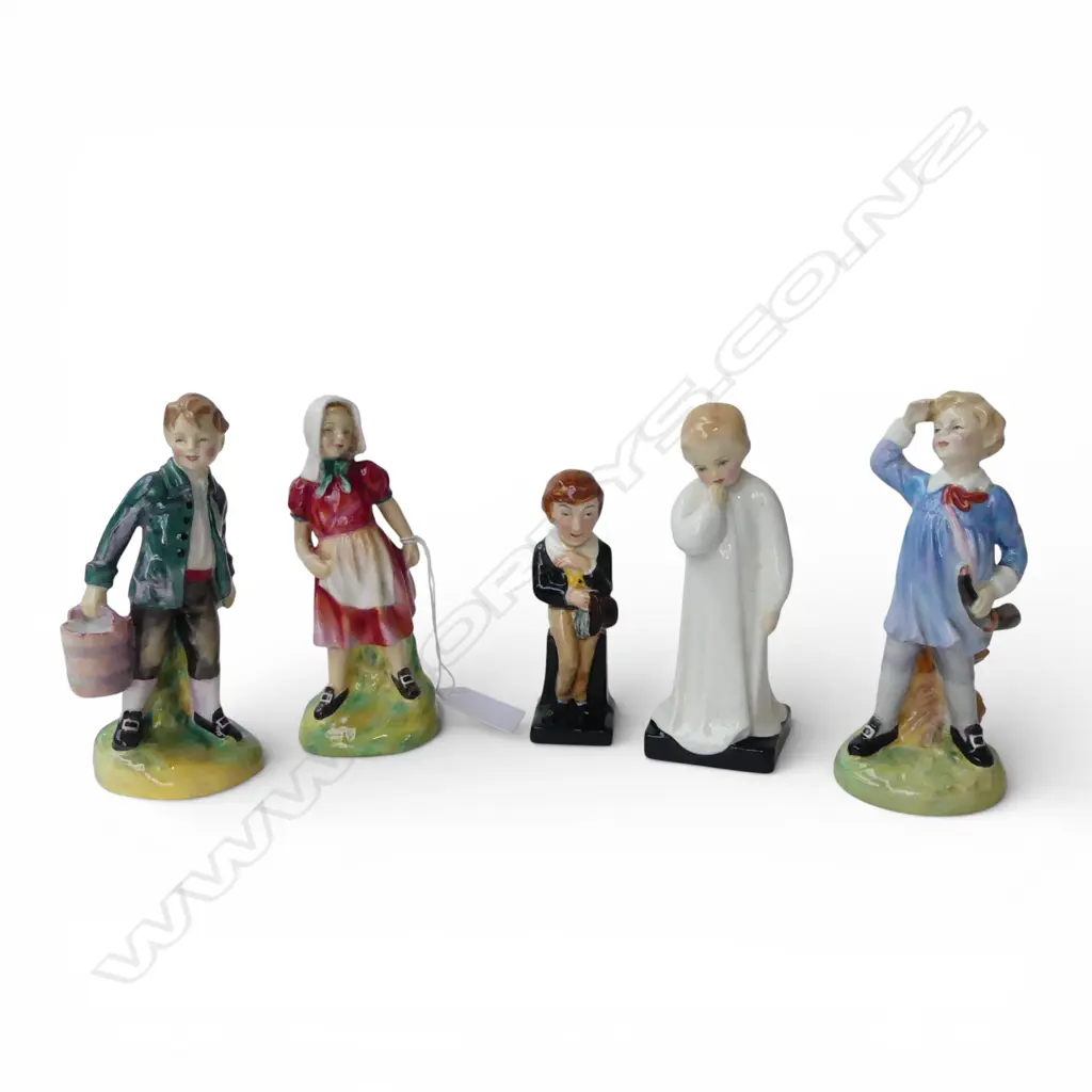 5 ROYAL DOULTON FIGURINES; DAVID COPPERFIELD, DARLING, JILL (AF), LITTLE BOY BLUE, JACK H.140mm Image 1++