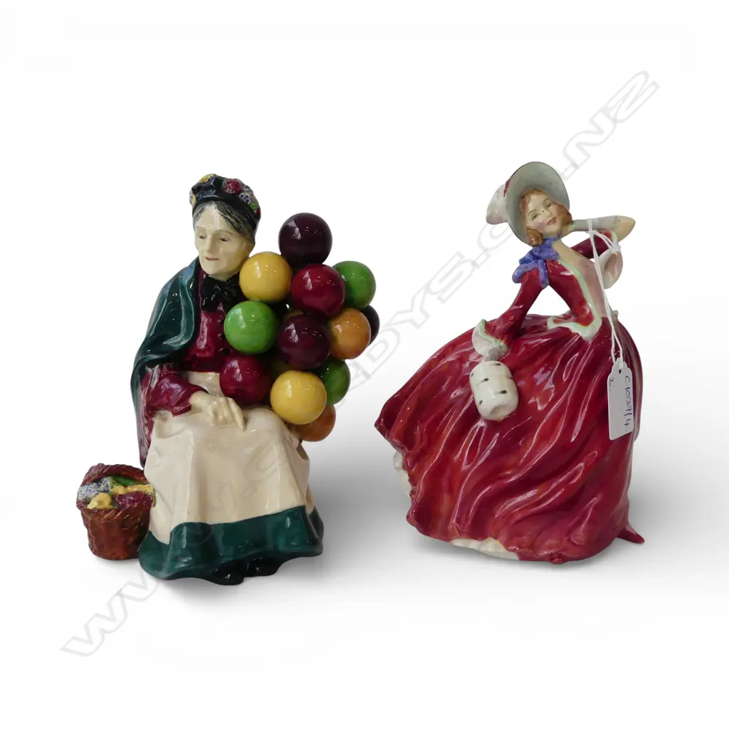 2 ROYAL DOULTON FIGURINES; AUTUMN BREEZES & THE OLD BALLOON SELLER H.180mm Image 1++