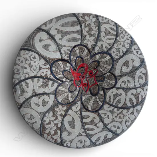 KEUM SUN LEE TERRACOTTA DISH w MATTE GLAZED KORU DESIGNS, 370mm