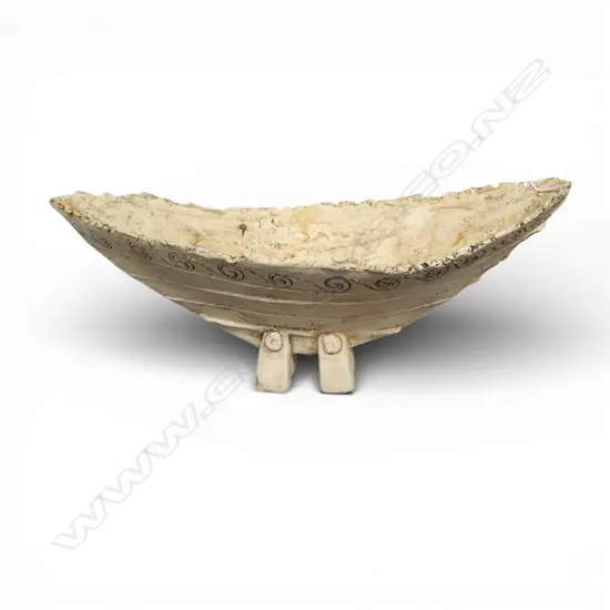 STUDIO POTTERY SCULPTURE; BOAT HULL FORM W.520mm