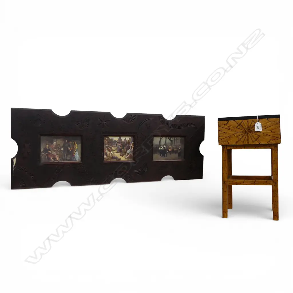 CHIP CARVED PICTURE FRAME + MATCHSTICK PLANTER BOX H.420mm Image 1++