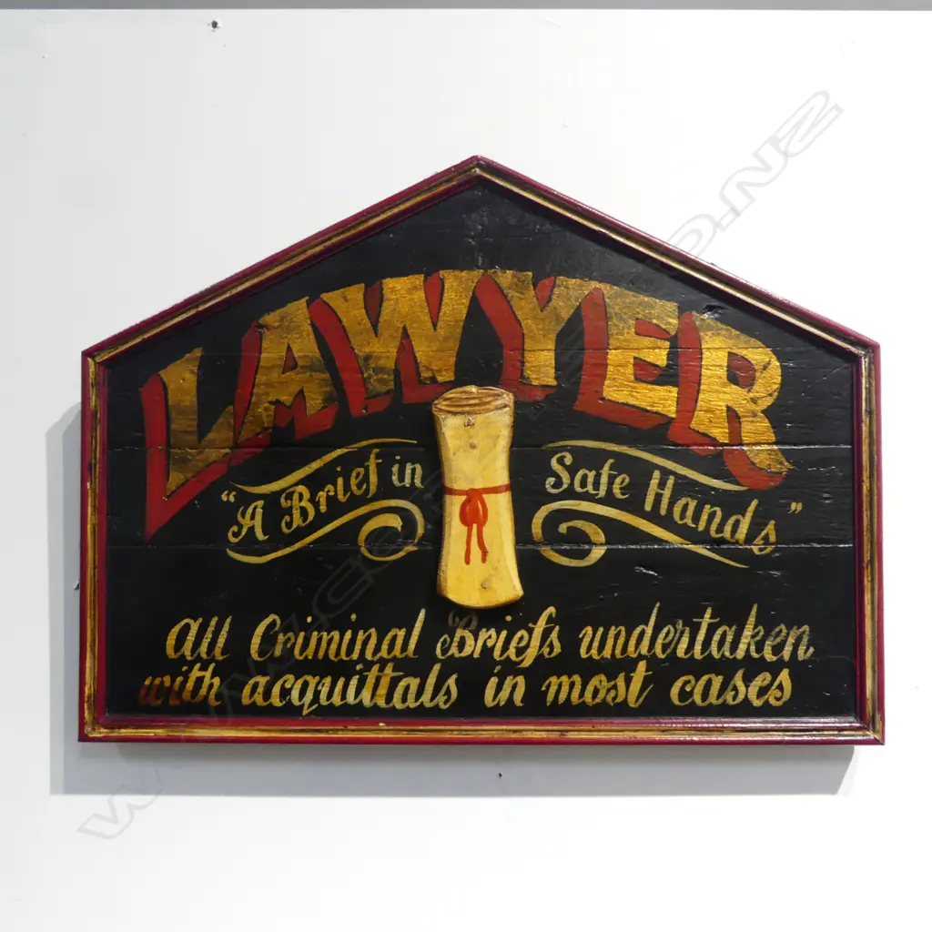 VINTAGE HAND PAINTED LAWYER'S SIGN 460x620mm Image 1++