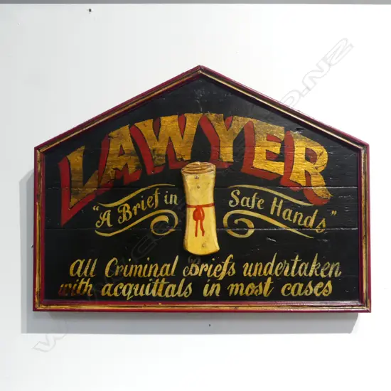 VINTAGE HAND PAINTED LAWYER'S SIGN 460x620mm