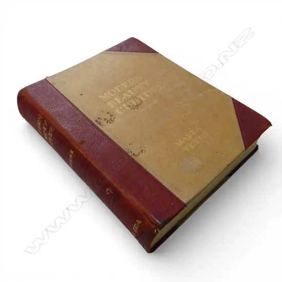 OLD BOOK 'MODERN BEAUTY CULTURE' by Maria Verni c1930's part leather 'quarto' bound