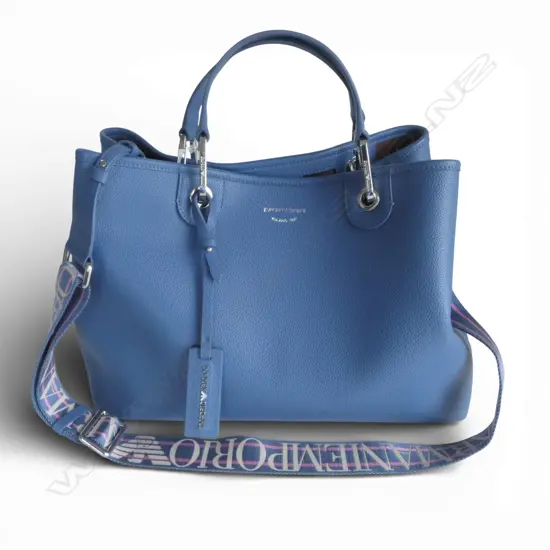 EMPORIO ARMANI BLUE DOUBLE HANDLED TOTE BAG W.430mm