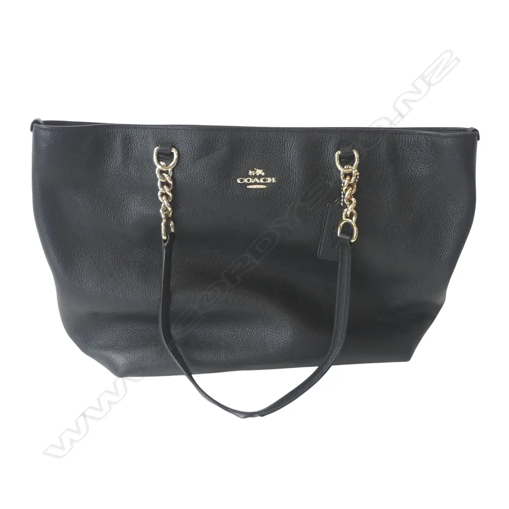 BLACK LEATHER COACH HANDBAG faults to handle Image 1++