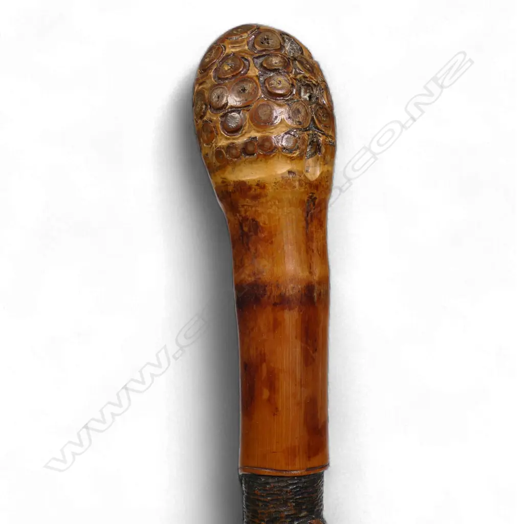 Japanese Meiji carved bamboo walking stick, Image 1++