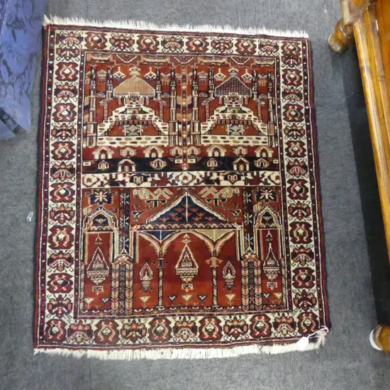 HAND KNOTTED ALL WOOL RUG 990x860mm