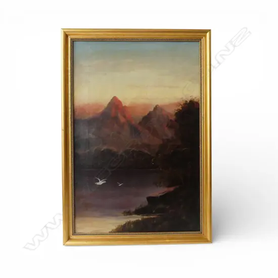 ARTIST UNKOWN, UNTITLED MOUNTAIN LANDSCAPE, OIL ON CANVAS, 445x295mm