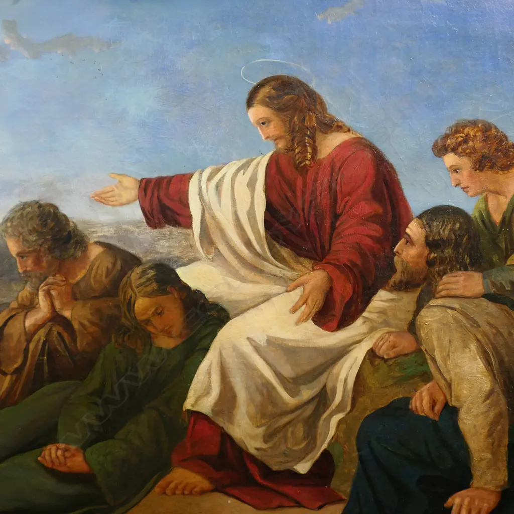 19thC SCHOOL, 'CHRIST WEEPING OVER JERUSALEM', OIL ON CANVAS, SIGNED & DATED LOWER LEFT INDISTINCTLY, 690x890mm... Image 1++