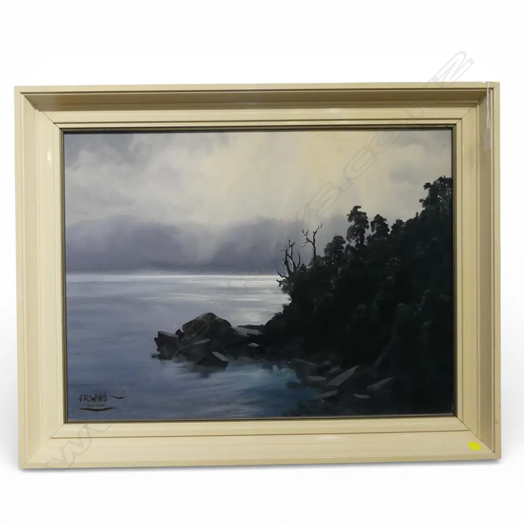 JONATHAN WHITE 'WAIKAREMOANA IN STORMY MOOD UREWERA' OIL ON BOARD 440x590mm Image 1++