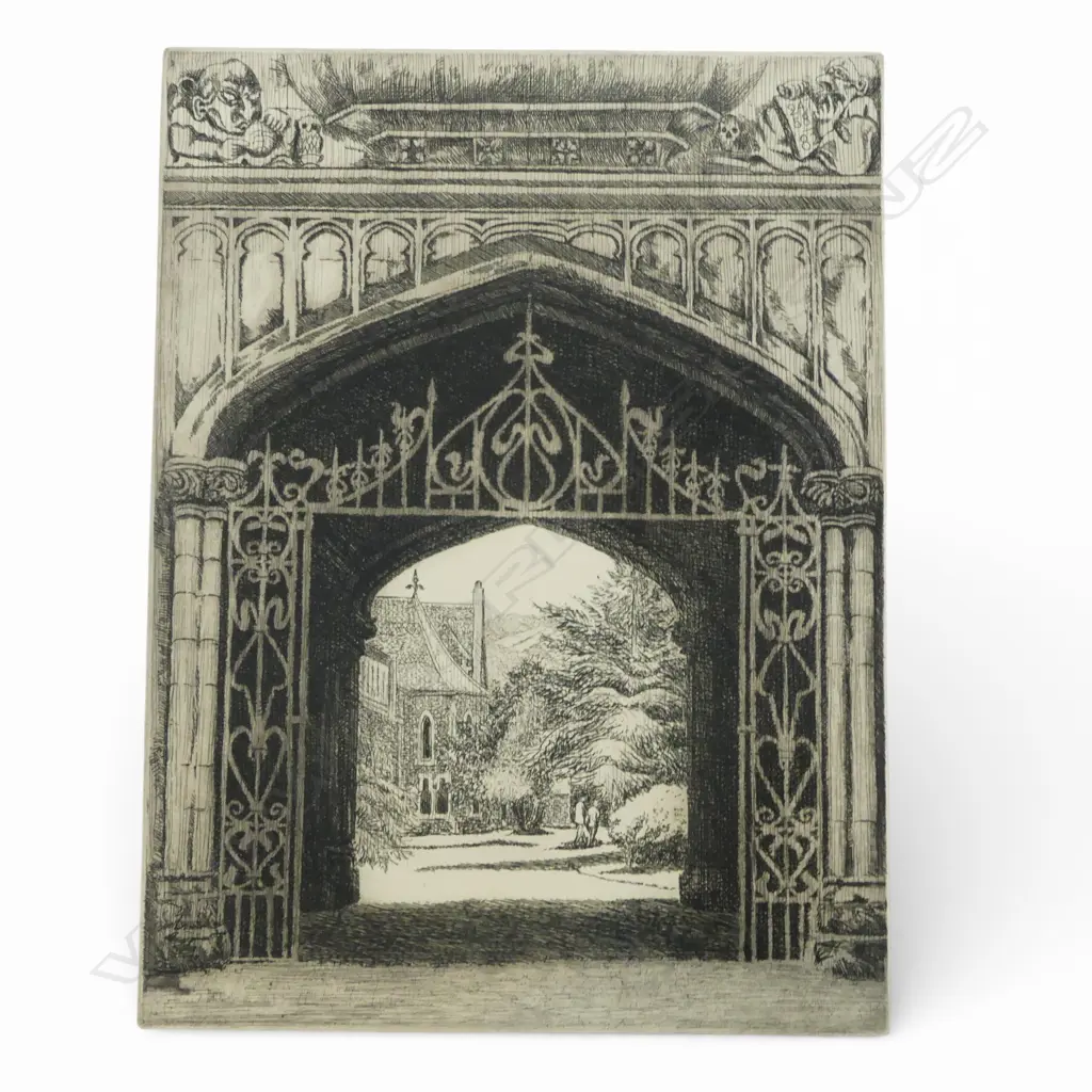AUDREY BASCAND 'Otago University Archway' DUNEDIN ETCHING 32/180 1993 300 x 230mm unframed Image 1++