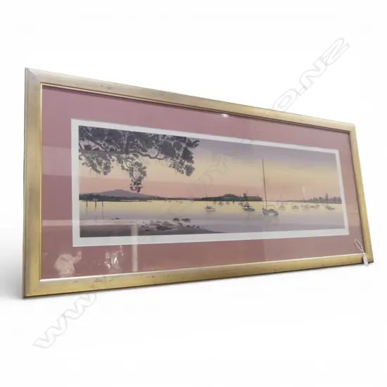 C LWEIS PRINT AUCKLAND HARBOUR LTD ED 56/175 250 x 840mm