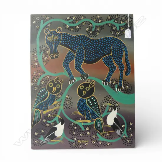AFRICAN ANIMALS ARTWORK, ACRYLIC ON BOARD SIGNED OSMAN 530x410mm