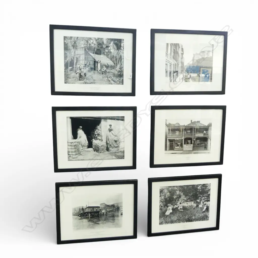 6 FRAMED ALEXANDER TURNBULL GLASS NEGATIVE REPRO. PHOTOGRAPHS OF EARLY 20thC NEW ZEALAND; Wellington, Christchurch, ETC Image 1++