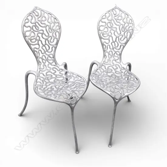 PR Stephane Rondel Unpolished Aluminium 'Peanut' Chairs