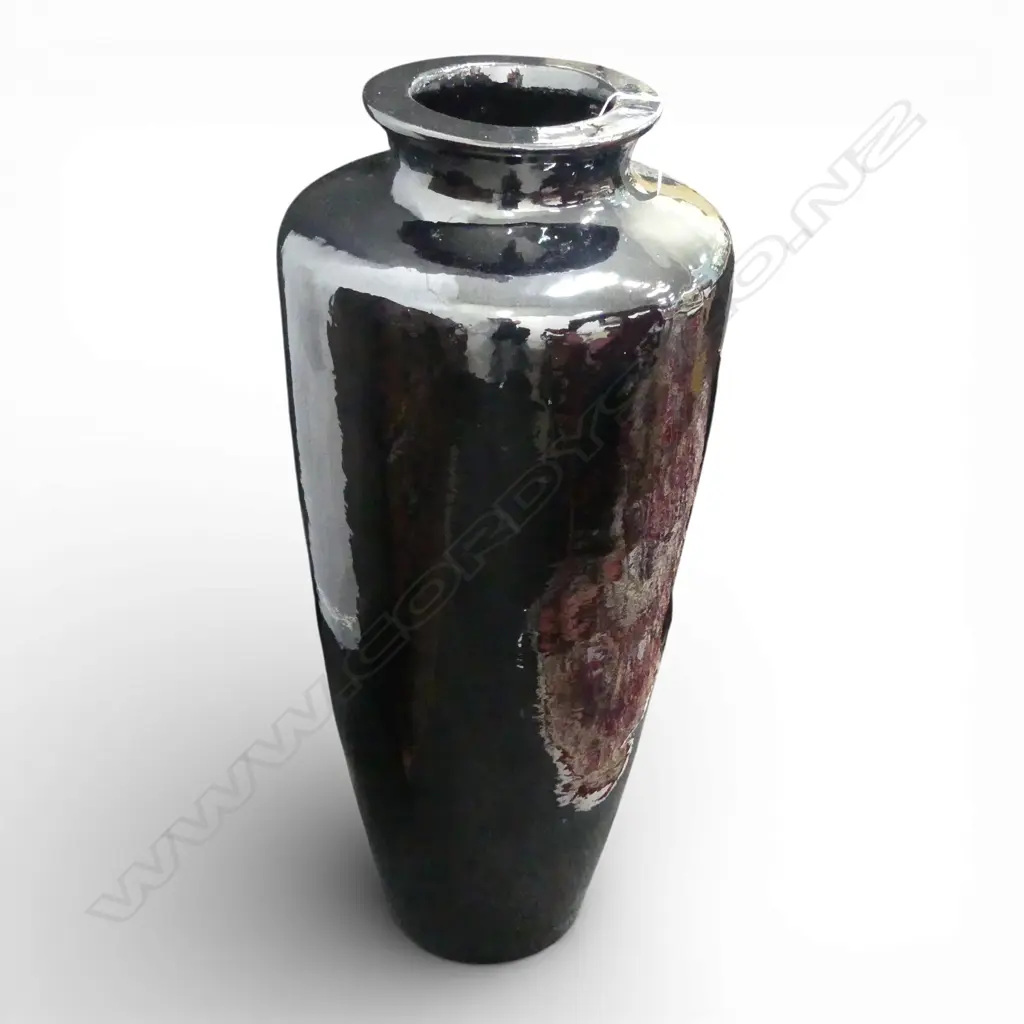 VERY TALL BLACK gloss GLAZED GARDEN POT H.950mm Image 1++