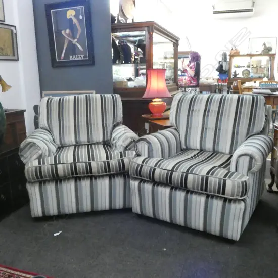 PR STRIPED VELVET UPHOLSTERED ARMCHAIRS 900x900x860mm