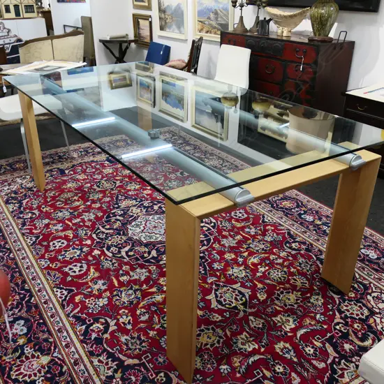 MODERN GLASS TOP DINING TABLE - 2000 x 1000