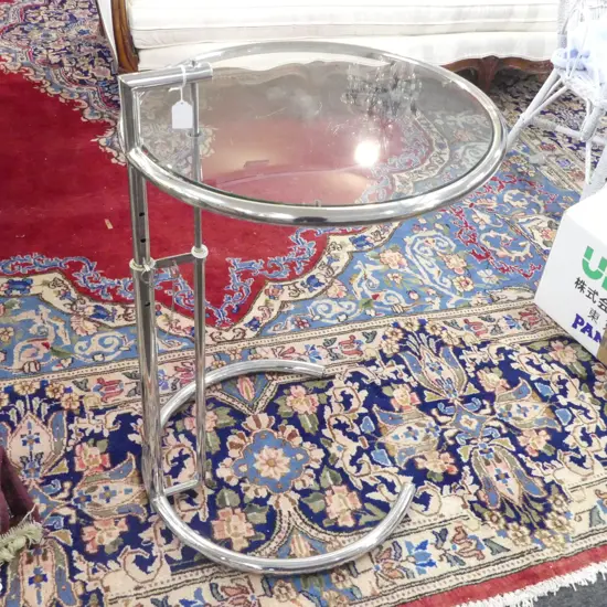 EILEEN GRAY 1027 STYLE ADJUSTABLE SIDE TABLE H.780mm, 510mm dia