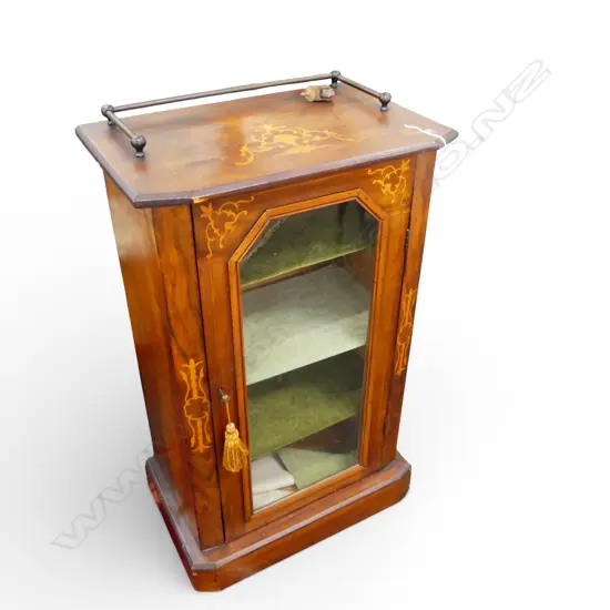 INLAID VICTORIAN MUSIC CABINET 525x335x880mm ONE CASTOR LOSE