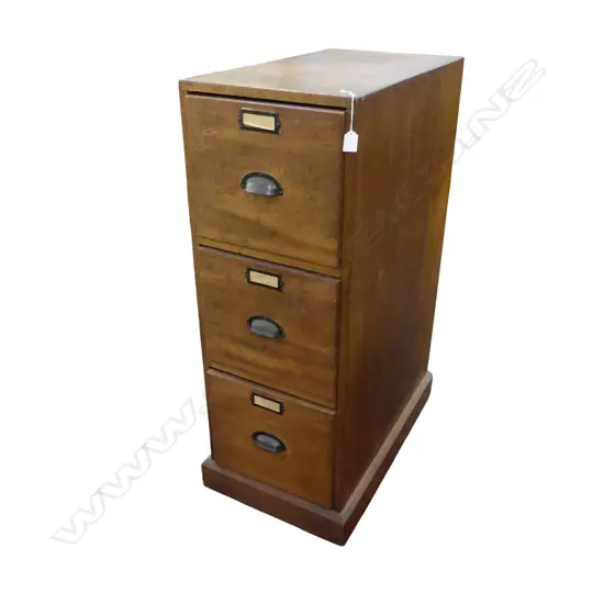 VINTAGE 3 DRAWER OAK FILING CABINET 410x690x1070mm