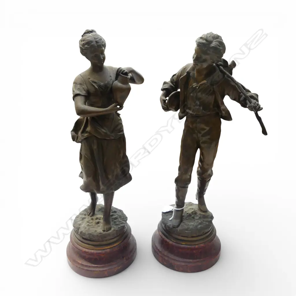 2 SPELTER SCULPTURES AFTER ERNEST RANCOULET H.420mm Image 1++