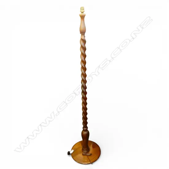 MAHOGANY BARLEY TWIST STANDARD LAMP, NO SHADE H.1470mm