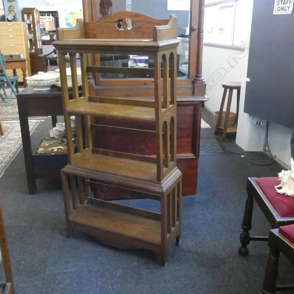 EARLY 20thC FREESTANDING BOOKSHELF ex holder of encyclopedia britannica 645x240x1295mm Image 1++