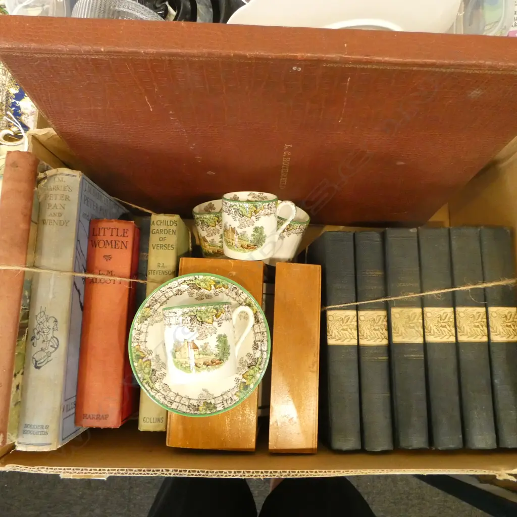 VINTAGE CHILDRENS BOOKS, BOUND LONDON NEWS REIGN OF VICTORIA, 6 VOLS BIOGRAPHIES, BOX w. INDEX CARDS, 6 SPODE BYRON C/S Image 1++