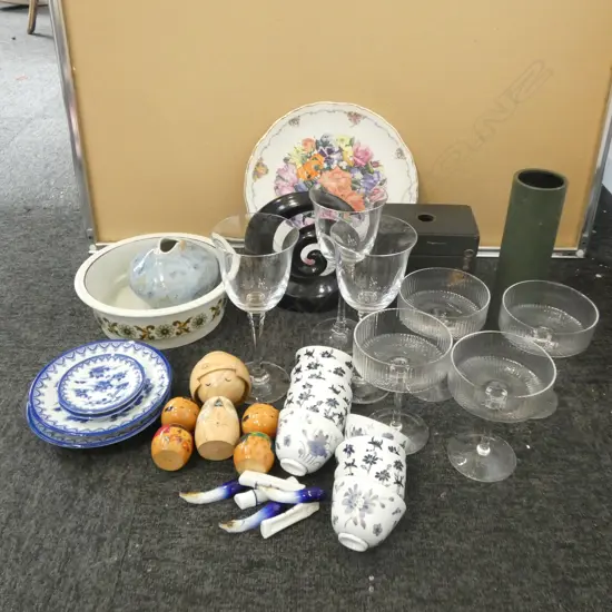 ASST. ORIENTAL CHINA + DOLLS & BOX BROWNIE CAMERA ETC