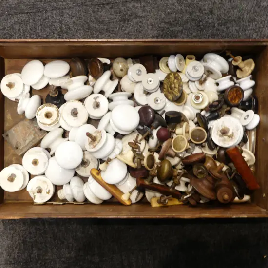 ANTIQUE DRAWER KNOBS; PORCELAIN ETC