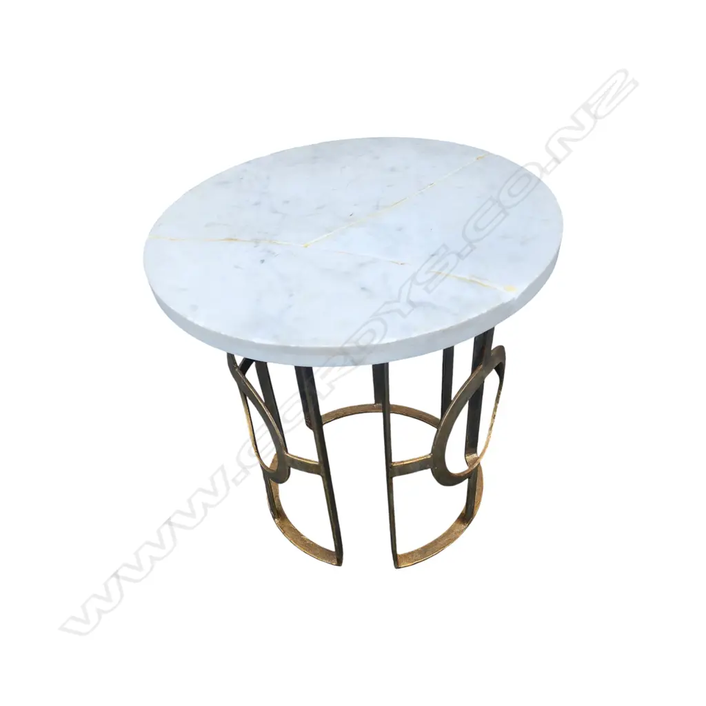 SIDE TABLE w. MARBLE TOP, FAULTED H.510mm 510mm dia Image 1++